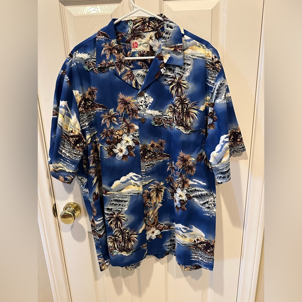 Hilo Hattie Blue and Brown Tropical Men's Shirt